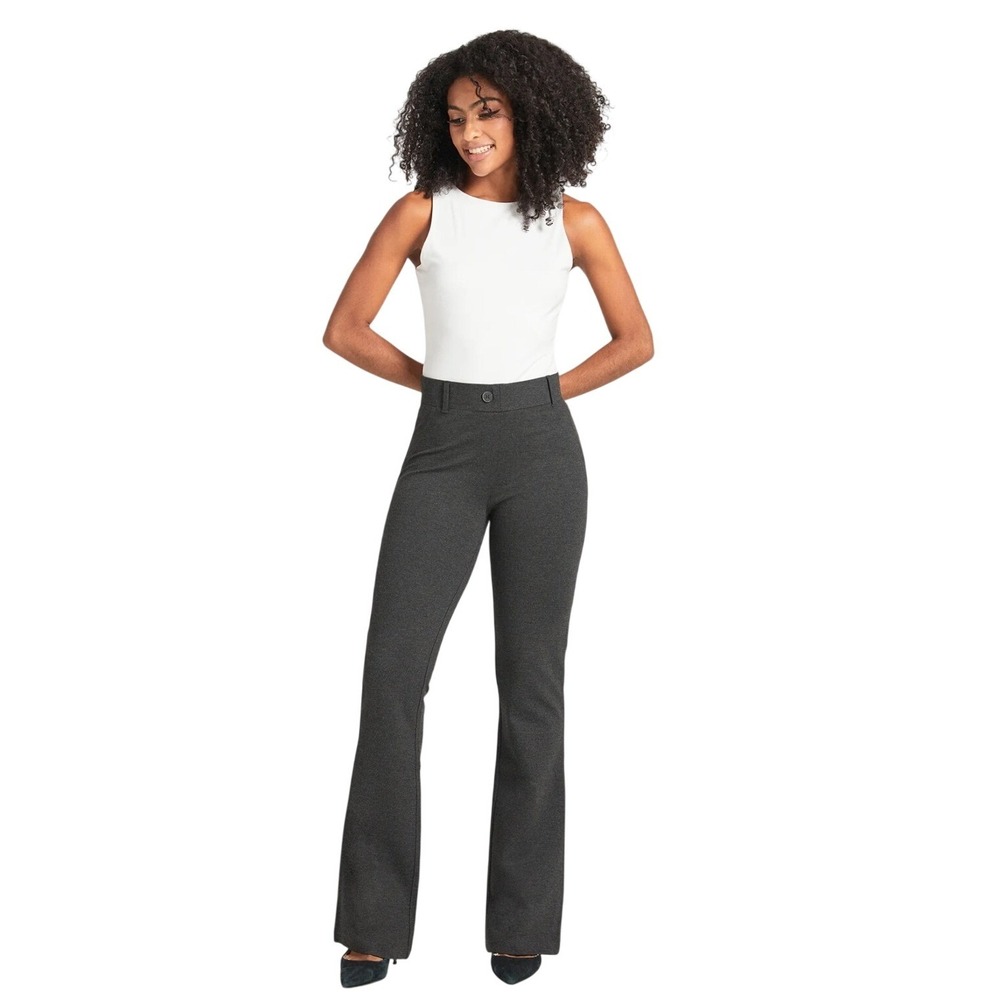 Betabrand Pants Womens L Classic DPYP Bootcut Charcoal Gray Stretch EUC